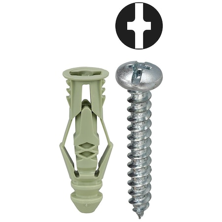 Dottie Triple-Grip Screw Anchor, 1-1/2" L, Nylon TG12KTP